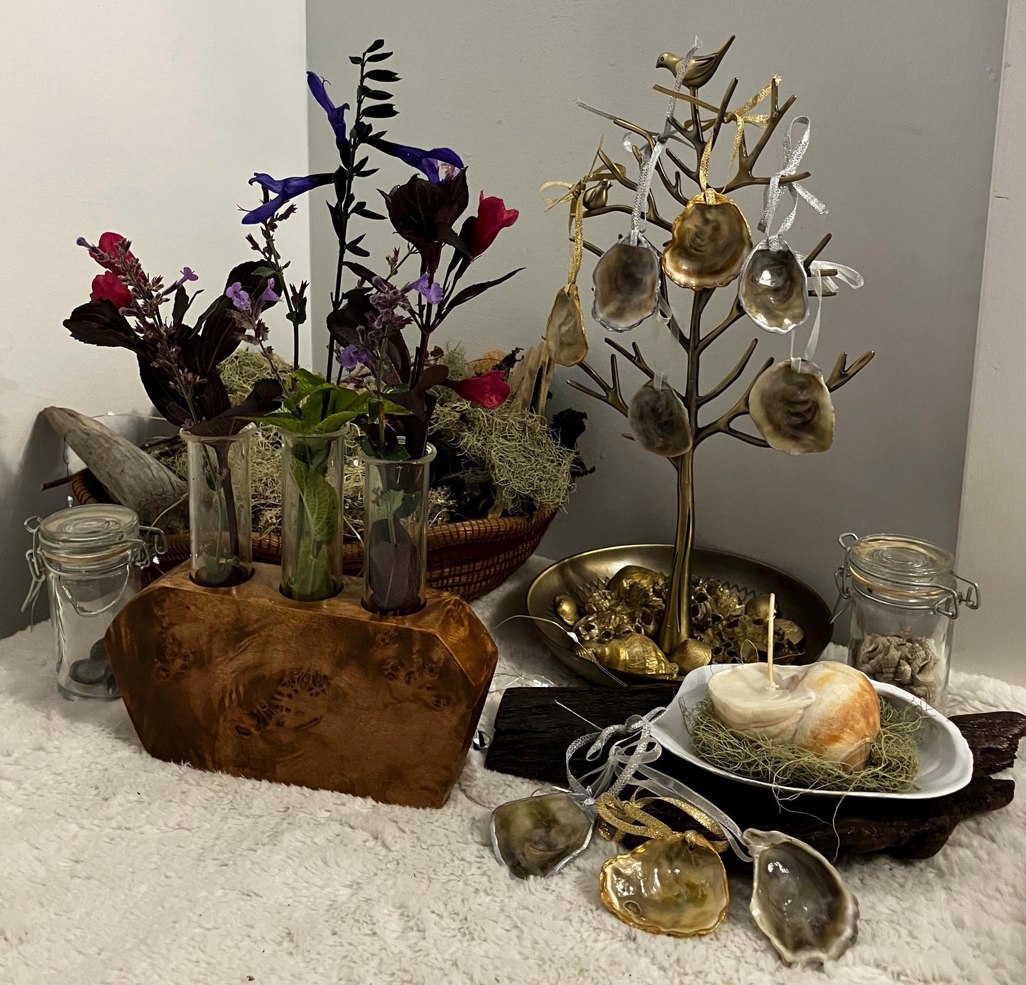 Olympia Oyster Shell Ornaments - Handcrafted, Jewelry Grade, Sustainably Harvested, Costal Decor.