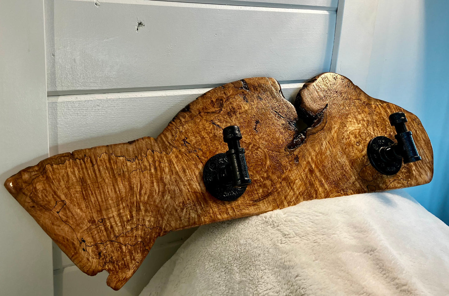 Live Edge Maple Rack with Black Industrial Pipe Hardware