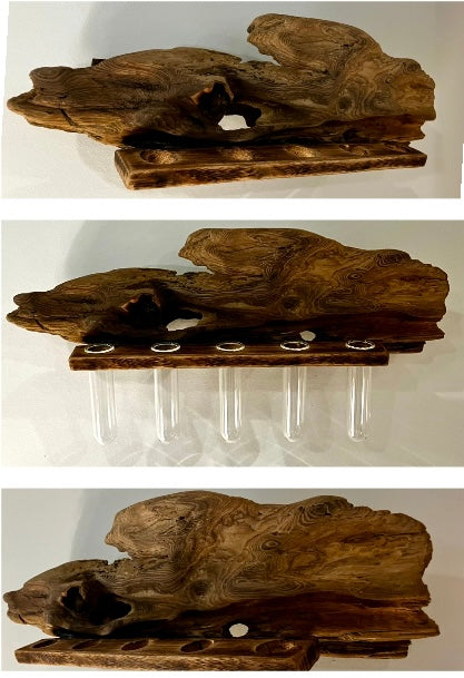 Driftwood Plant Propagation with 5 Cylinders - Wall Mounted. Flower arrangements, fresh herbs, cloning, and more!
