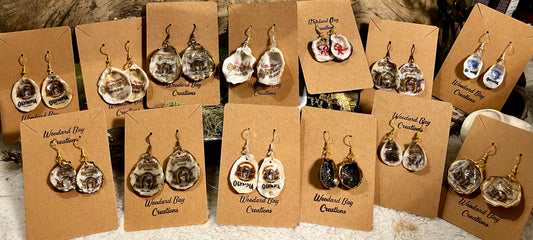 Olympia Beer Earrings, Made with Oyster Shells!