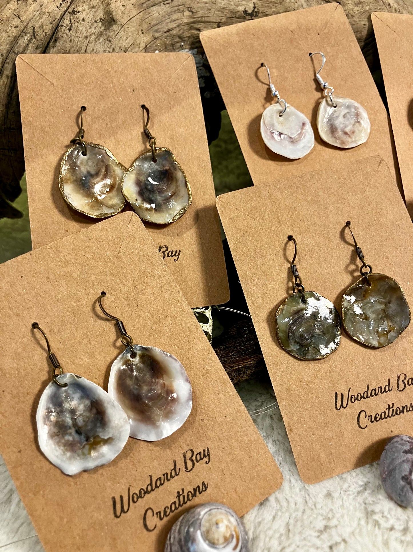 Oyster Shell Earrings - Rare Olympia Oyster. Sustainably Harvested, Coastal Couture.