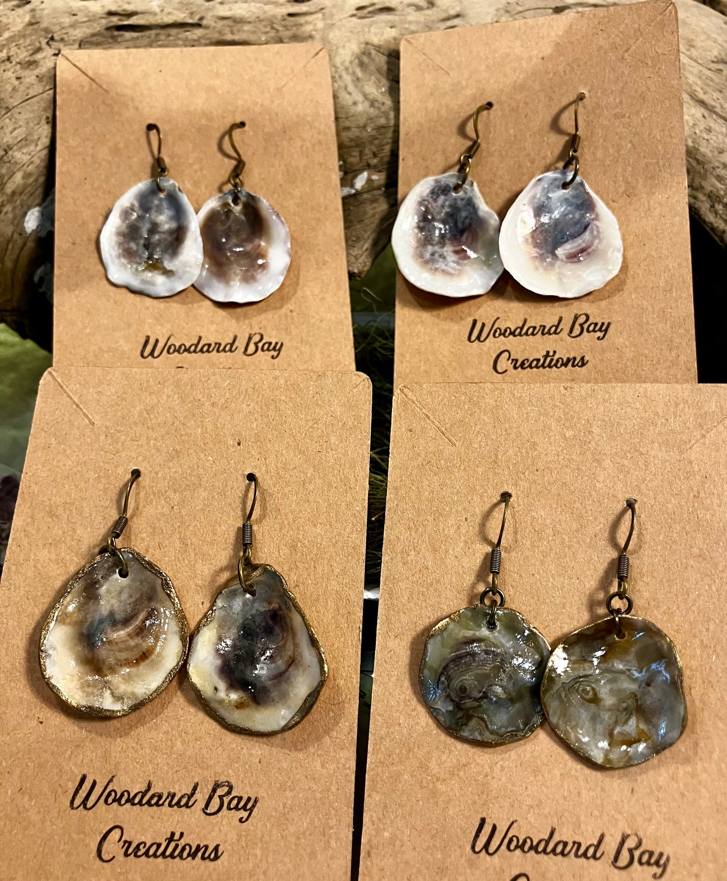 Oyster Shell Earrings - Rare Olympia Oyster. Sustainably Harvested, Coastal Couture.