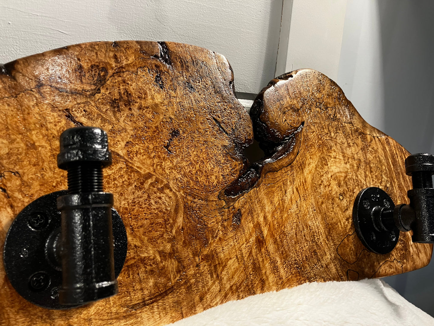 Live Edge Maple Rack with Black Industrial Pipe Hardware