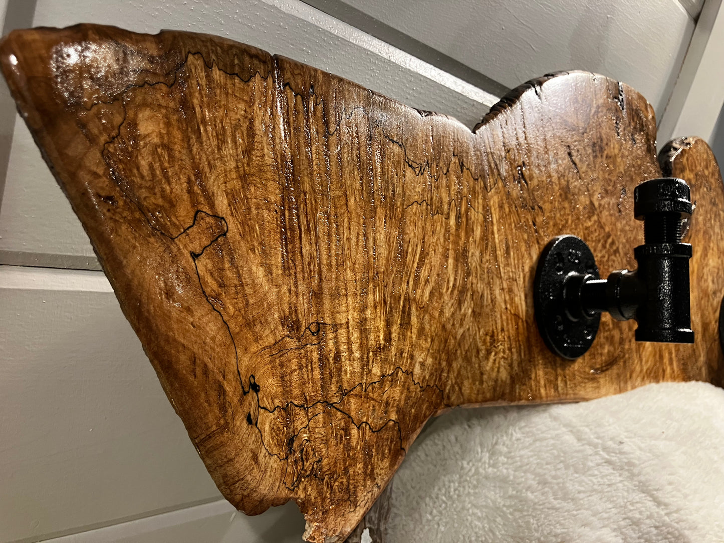 Live Edge Maple Rack with Black Industrial Pipe Hardware