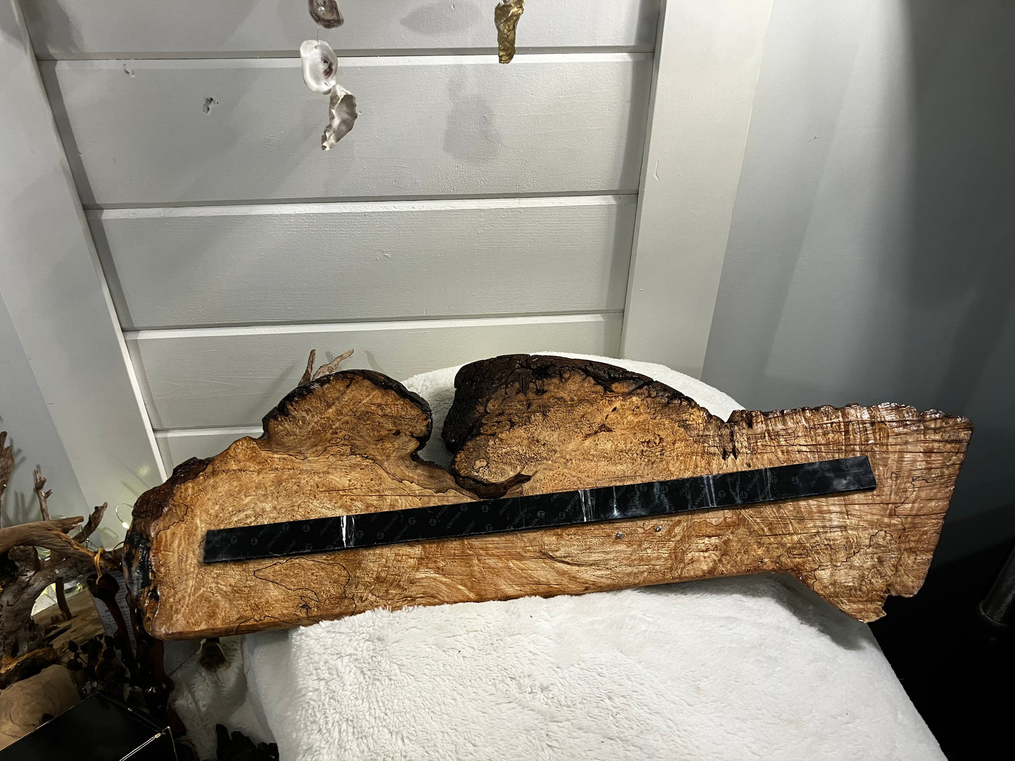 Live Edge Maple Rack with Black Industrial Pipe Hardware