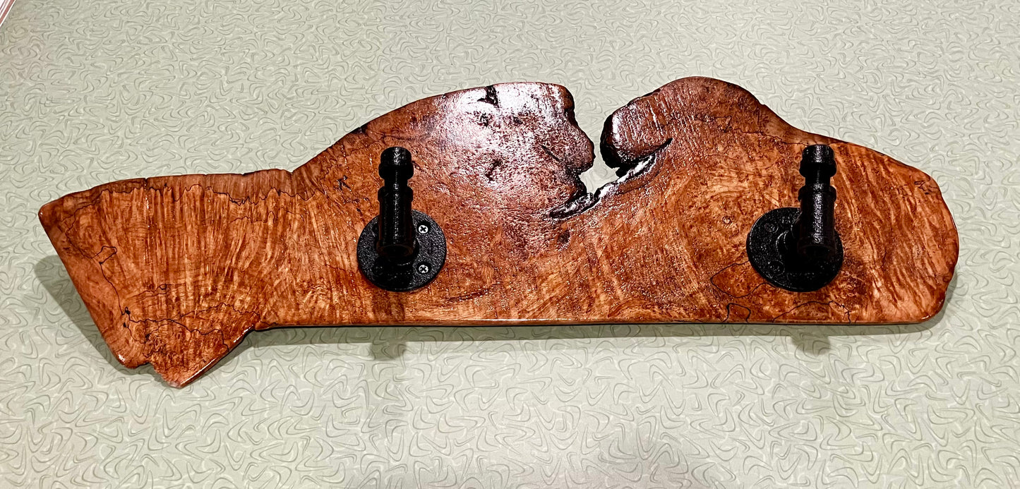 Live Edge Maple Rack with Black Industrial Pipe Hardware