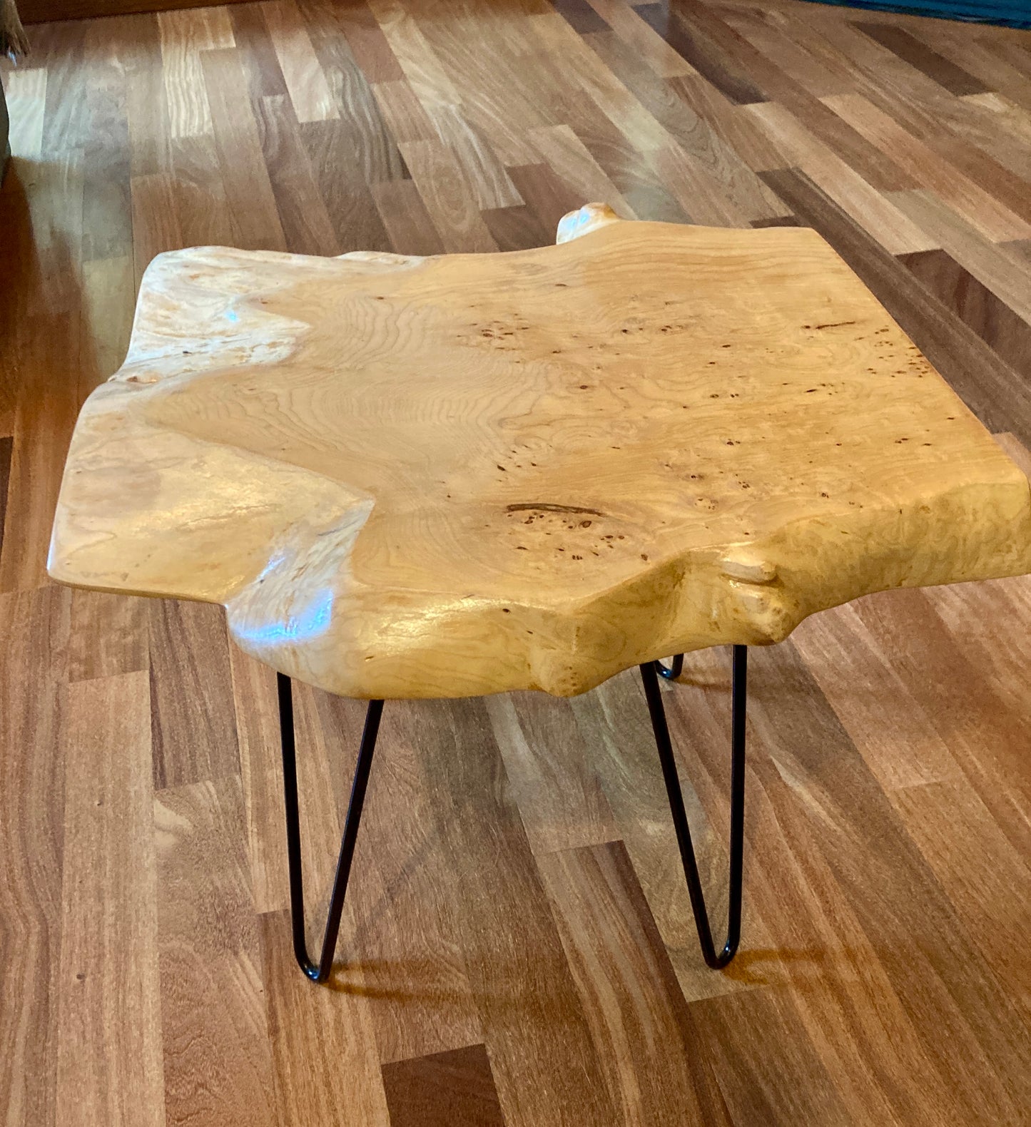 Live Edge Maple Side Table with Pin Legs