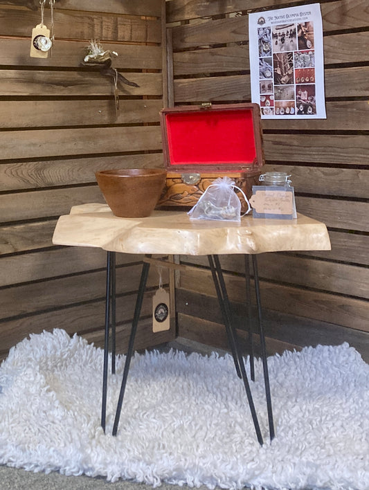 Live Edge Maple Side Table with Pin Legs