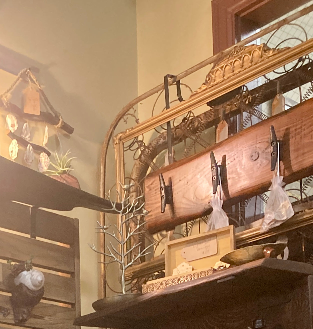Live Edge with 4 Boat Cleats - Wall Mounted Rack