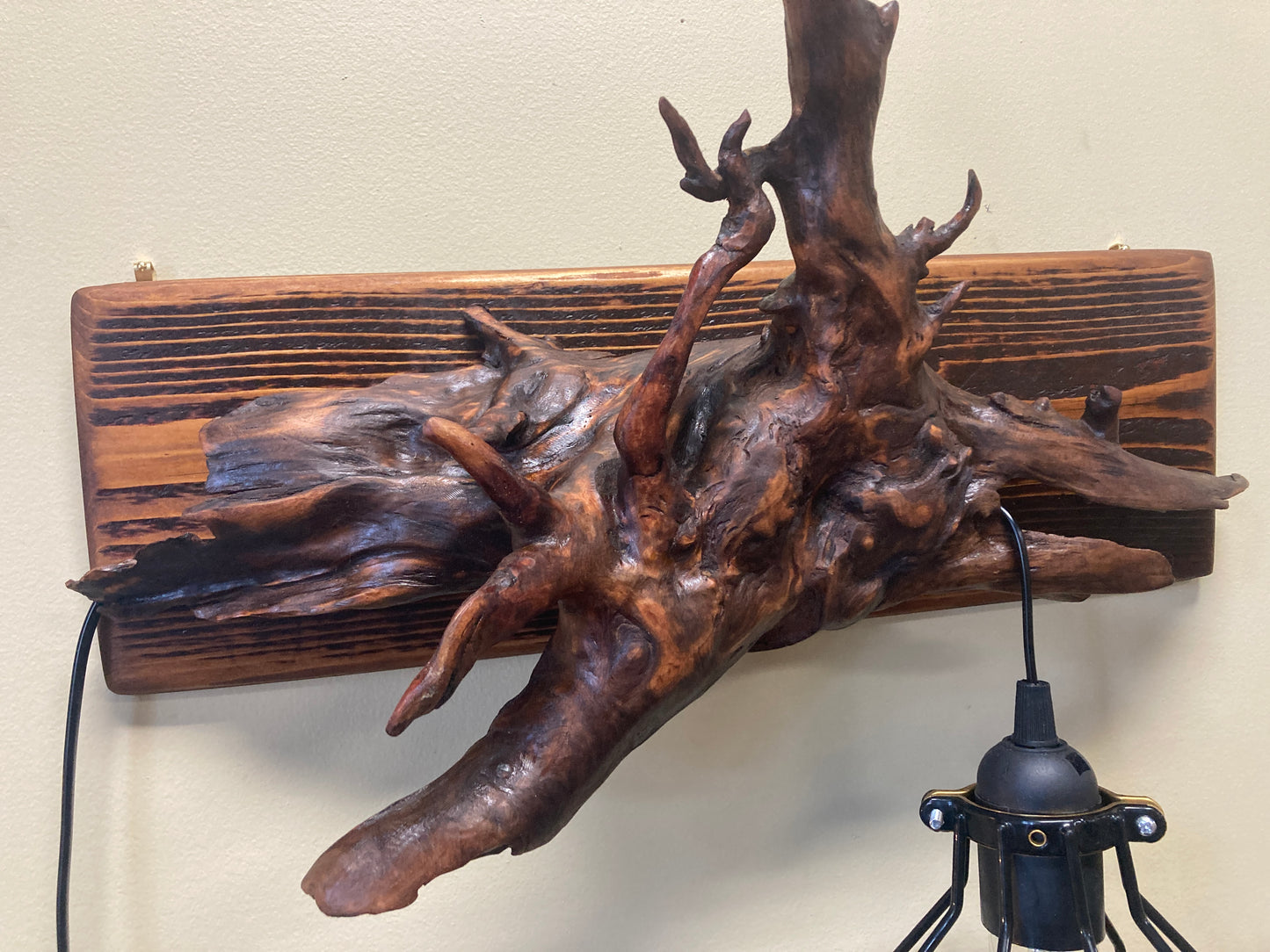 Rooted in Light - Driftwood Root Sculpted into Pendant Lamp