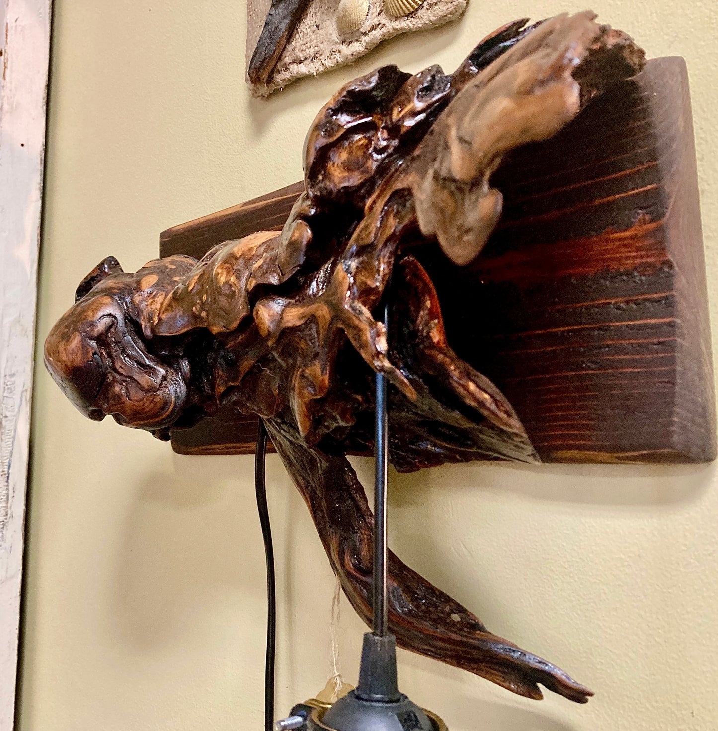 The Sea Monster - Burled Driftwood Sculpted into Pendant Lamp