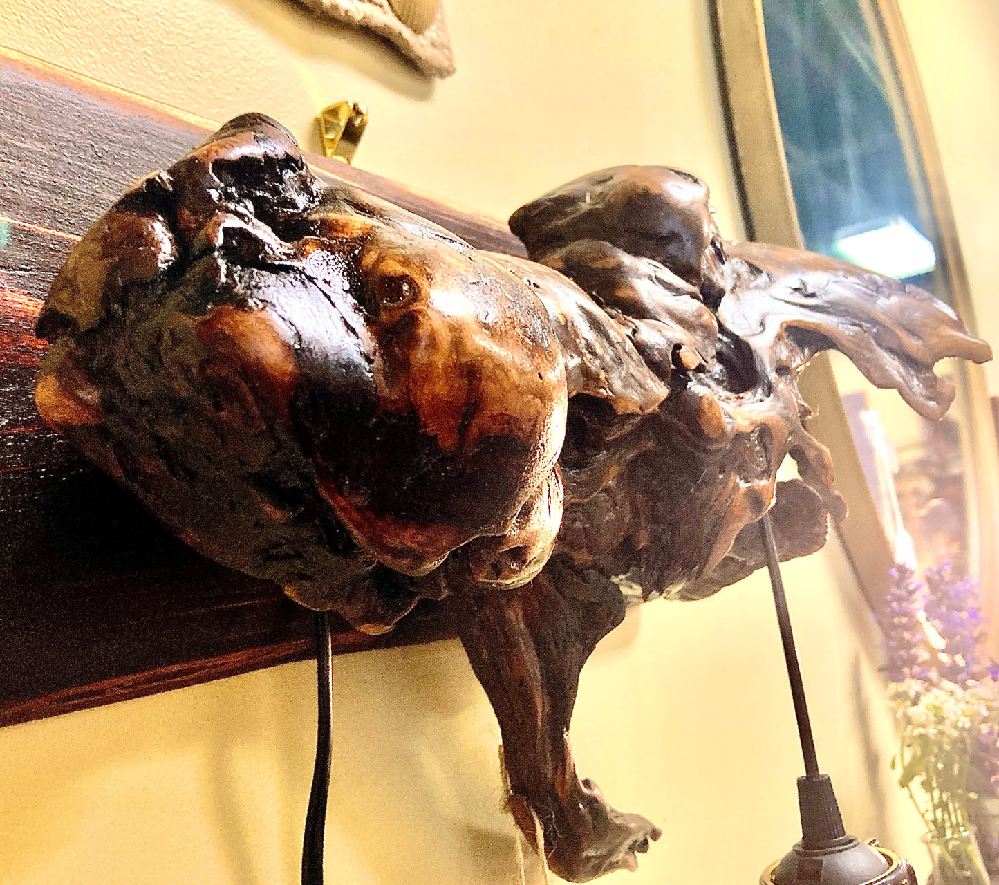 The Sea Monster - Burled Driftwood Sculpted into Pendant Lamp