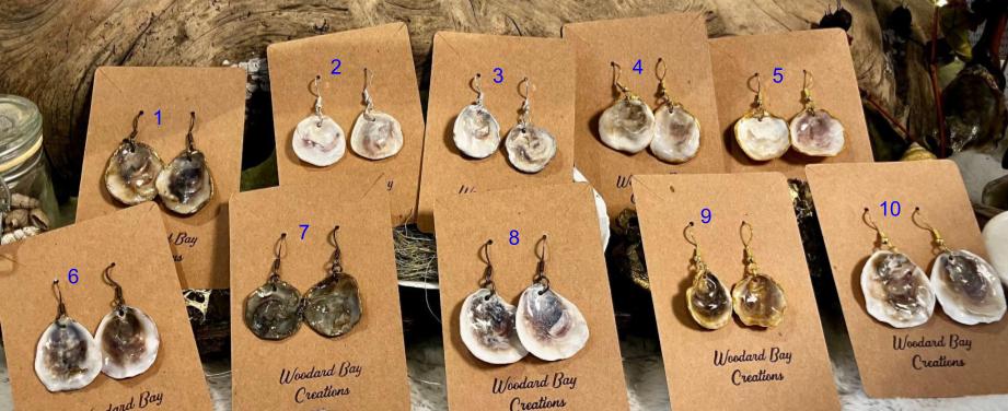 Oyster Shell Earrings - Rare Olympia Oyster. Sustainably Harvested, Coastal Couture.