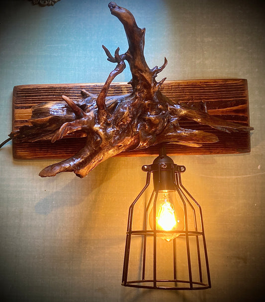 Rooted in Light - Driftwood Root Sculpted into Pendant Lamp