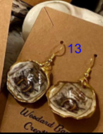Olympia Beer Earrings, Made with Oyster Shells!