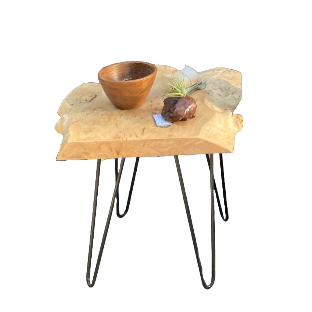 Live Edge Maple Side Table with Pin Legs