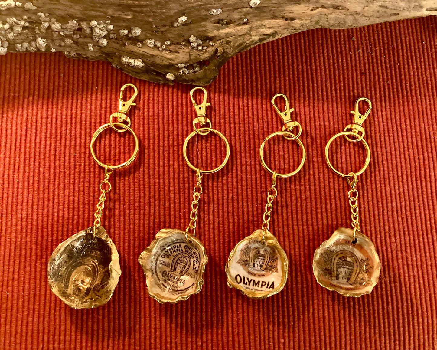 Olympia Beer Oyster Shell Keychain