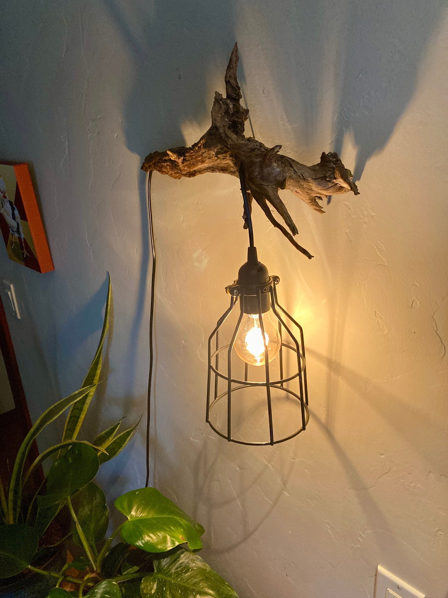 Coastal Driftwood Pendant Light with Industrial, Farmhouse, Vintage Light Fixture