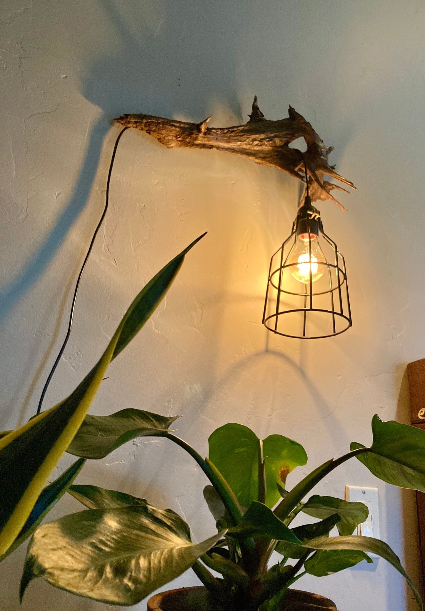 Coastal Driftwood Pendant Light with Industrial, Farmhouse, Vintage Light Fixture