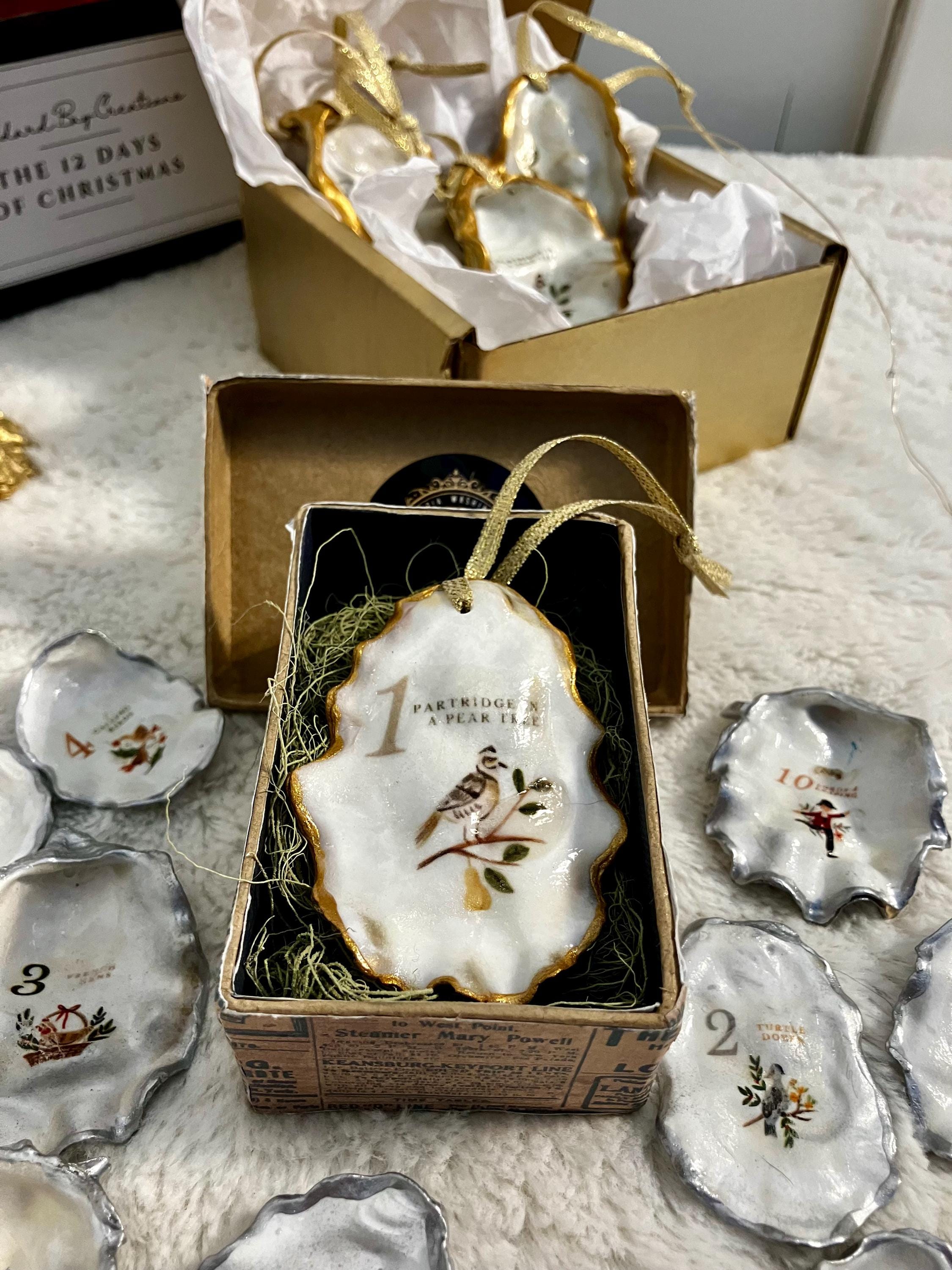 12 Days of Christmas Oyster Shell Ornament deals Set