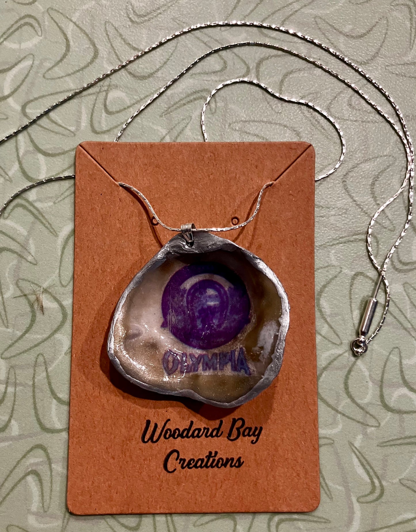Olympia Beer Necklace, Made with Olympia Oyster Shells!