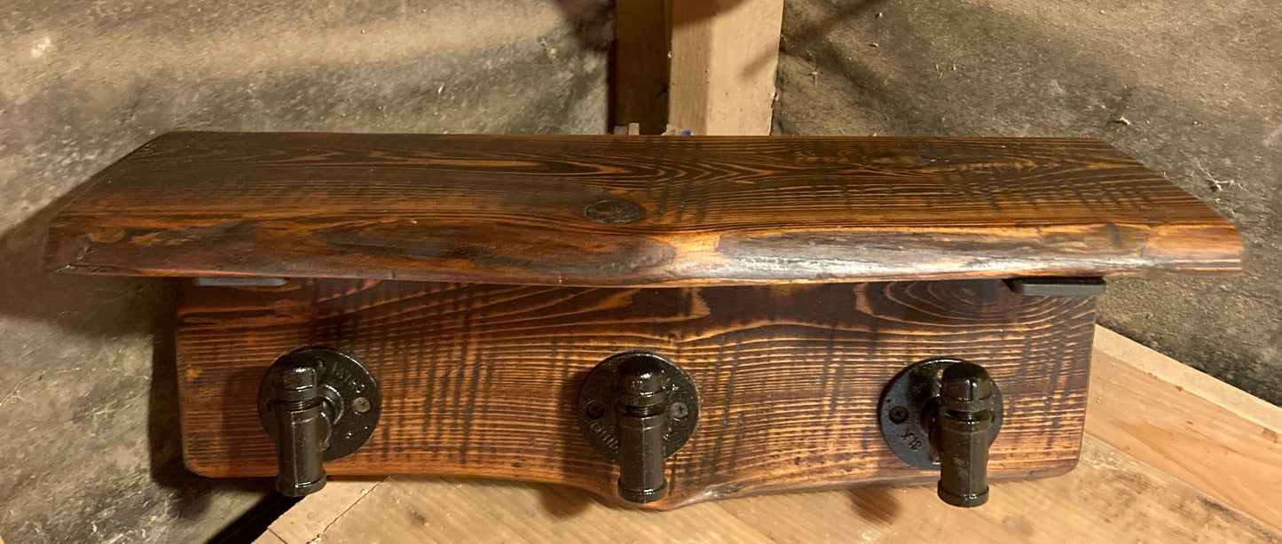 Wood and Metal - Rack with Live Edge Shelf