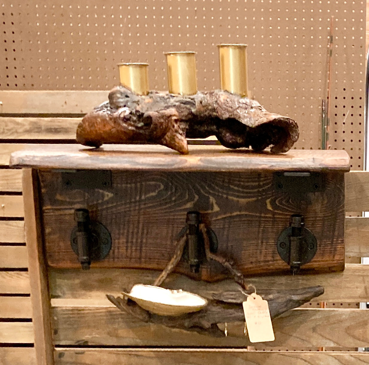 Wood and Metal - Rack with Live Edge Shelf