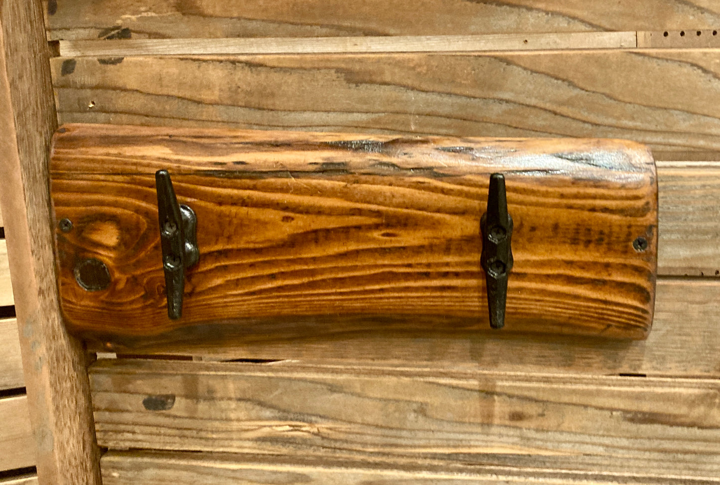 Howdy Partner! Live Edge Rack with Two Boat Cleats
