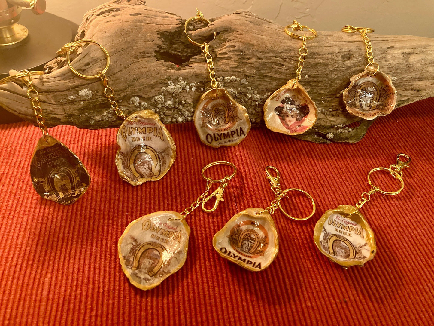 Olympia Beer Oyster Shell Keychain